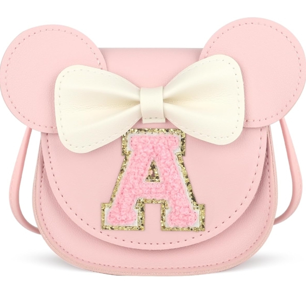 Charming Pink Kids Bag with Bow and Initial